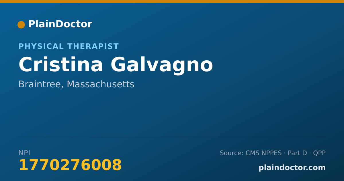 Shareable card for Cristina Galvagno - Physical Therapist, Braintree, MA