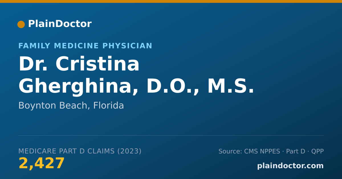 Shareable card for Cristina Gherghina, D.O., M.S. - Family Medicine Physician, Boynton Beach, FL