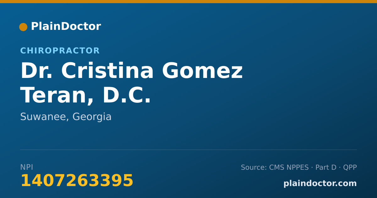 Shareable card for Cristina Gomez Teran, D.C. - Chiropractor, Suwanee, GA