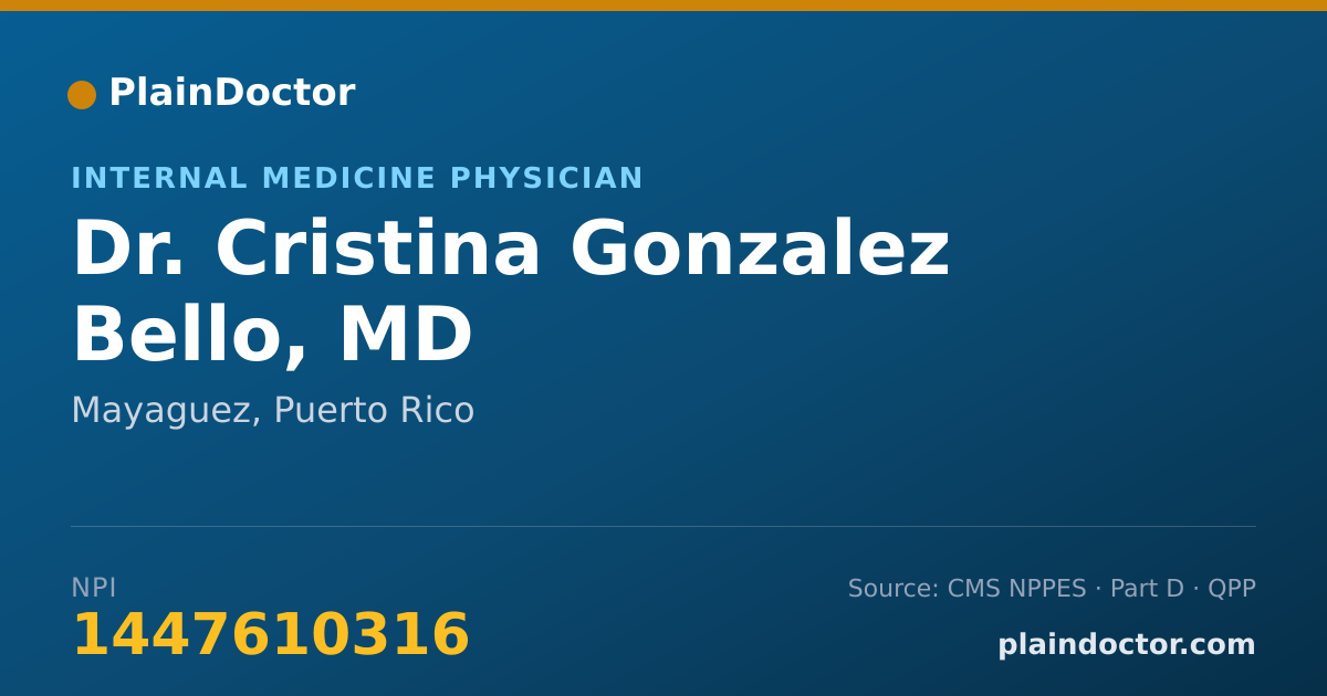 Shareable card for Cristina Gonzalez Bello, MD - Internal Medicine Physician, Mayaguez, PR