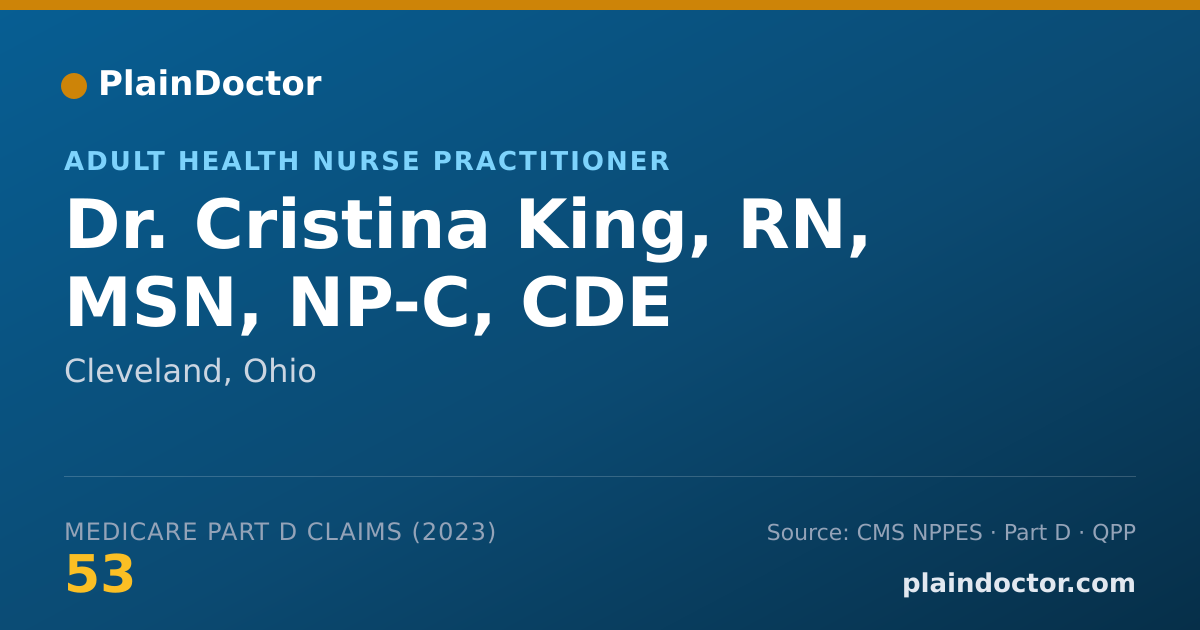 Shareable card for Cristina King, RN, MSN, NP-C, CDE - Adult Health Nurse Practitioner, Cleveland, OH