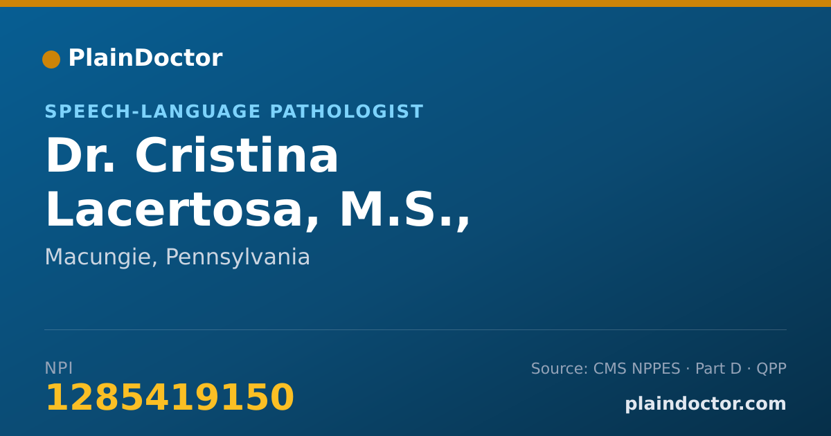 Shareable card for Cristina Lacertosa, M.S., CCC-SLP - Speech-Language Pathologist, Macungie, PA