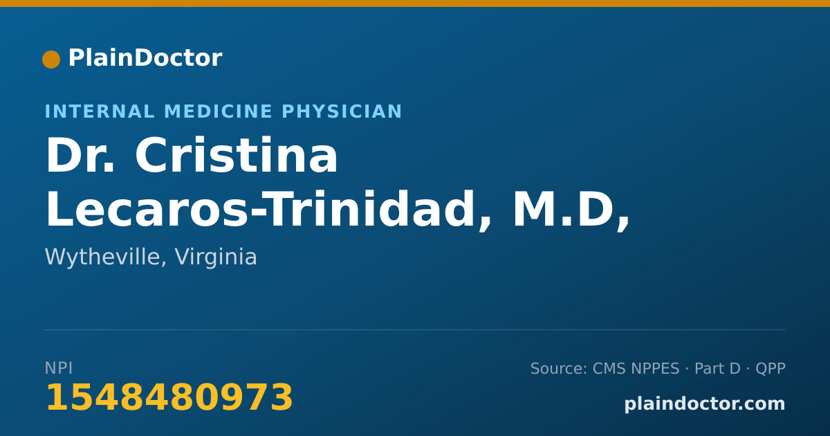 Shareable card for Cristina Lecaros-Trinidad, M.D, - Internal Medicine Physician, Wytheville, VA