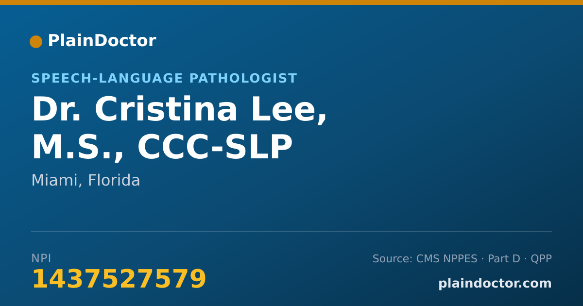Shareable card for Cristina Lee, M.S., CCC-SLP - Speech-Language Pathologist, Miami, FL