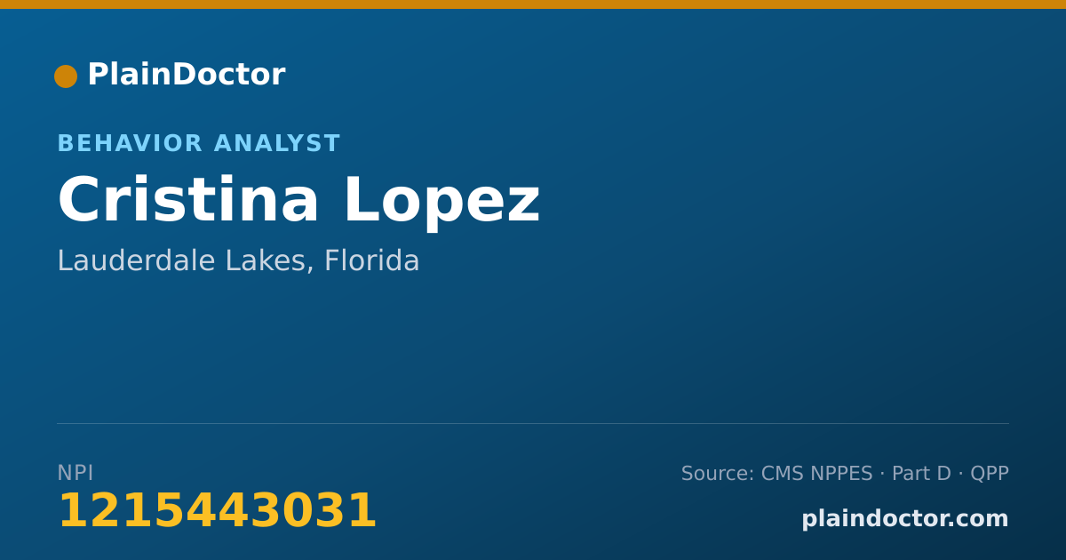 Shareable card for Cristina Lopez - Behavior Analyst, Lauderdale Lakes, FL