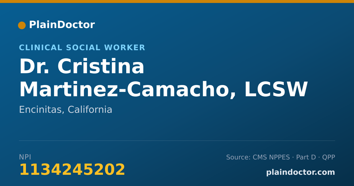 Shareable card for Cristina Martinez-Camacho, LCSW - Clinical Social Worker, Encinitas, CA