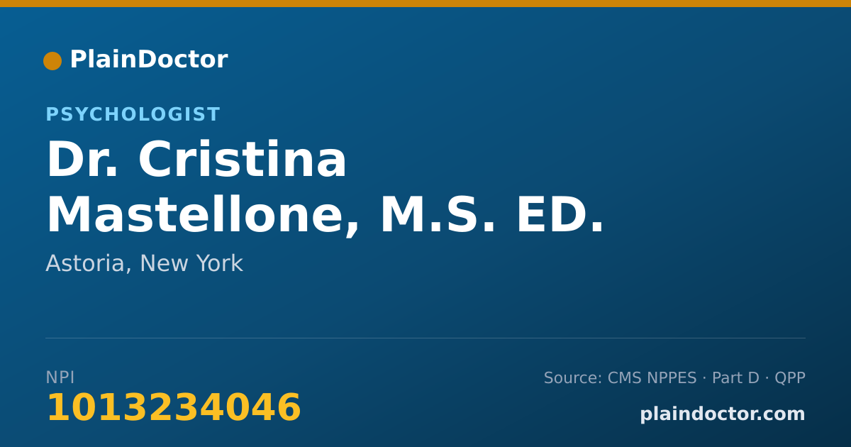 Shareable card for Cristina Mastellone, M.S. ED. - Psychologist, Astoria, NY