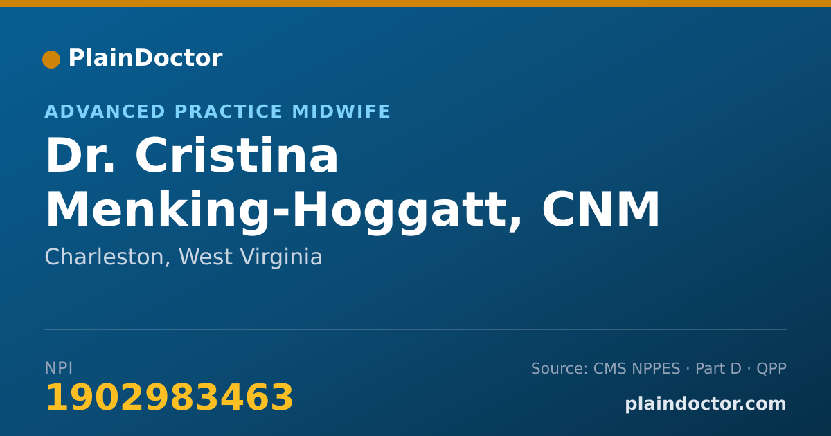 Shareable card for Cristina Menking-Hoggatt, CNM - Advanced Practice Midwife, Charleston, WV