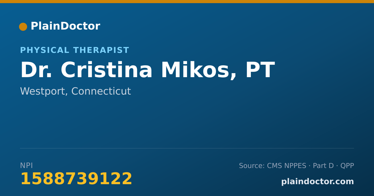 Shareable card for Cristina Mikos, PT - Physical Therapist, Westport, CT