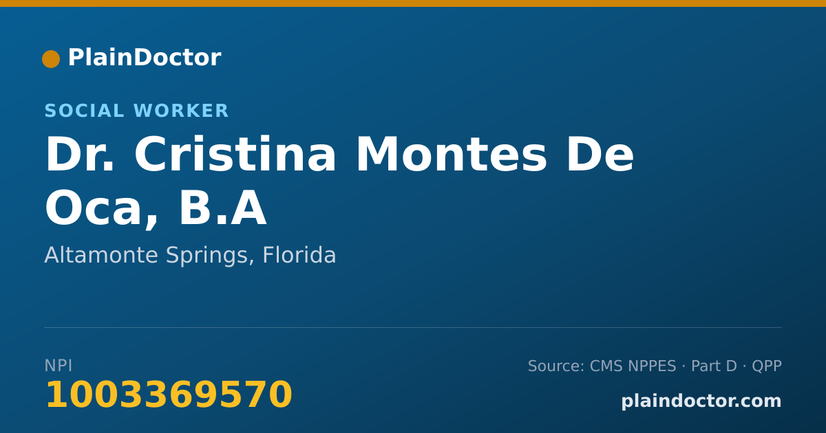 Shareable card for Cristina Montes De Oca, B.A - Social Worker, Altamonte Springs, FL