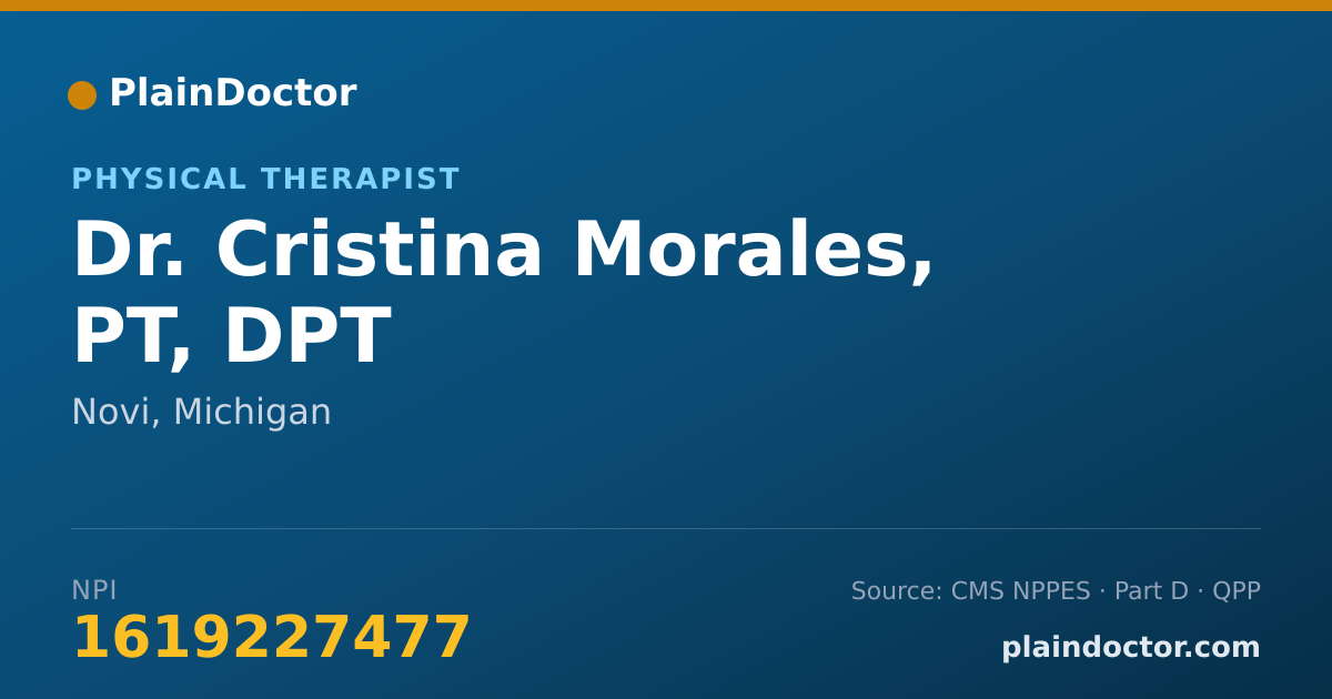 Shareable card for Cristina Morales, PT, DPT - Physical Therapist, Novi, MI