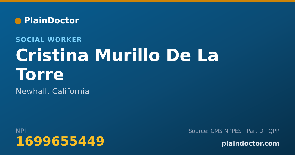 Shareable card for Cristina Murillo De La Torre - Social Worker, Newhall, CA