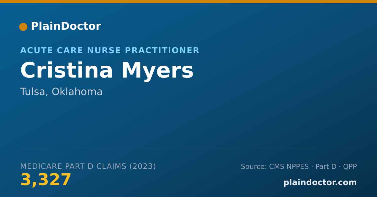 Shareable card for Cristina Myers - Acute Care Nurse Practitioner, Tulsa, OK
