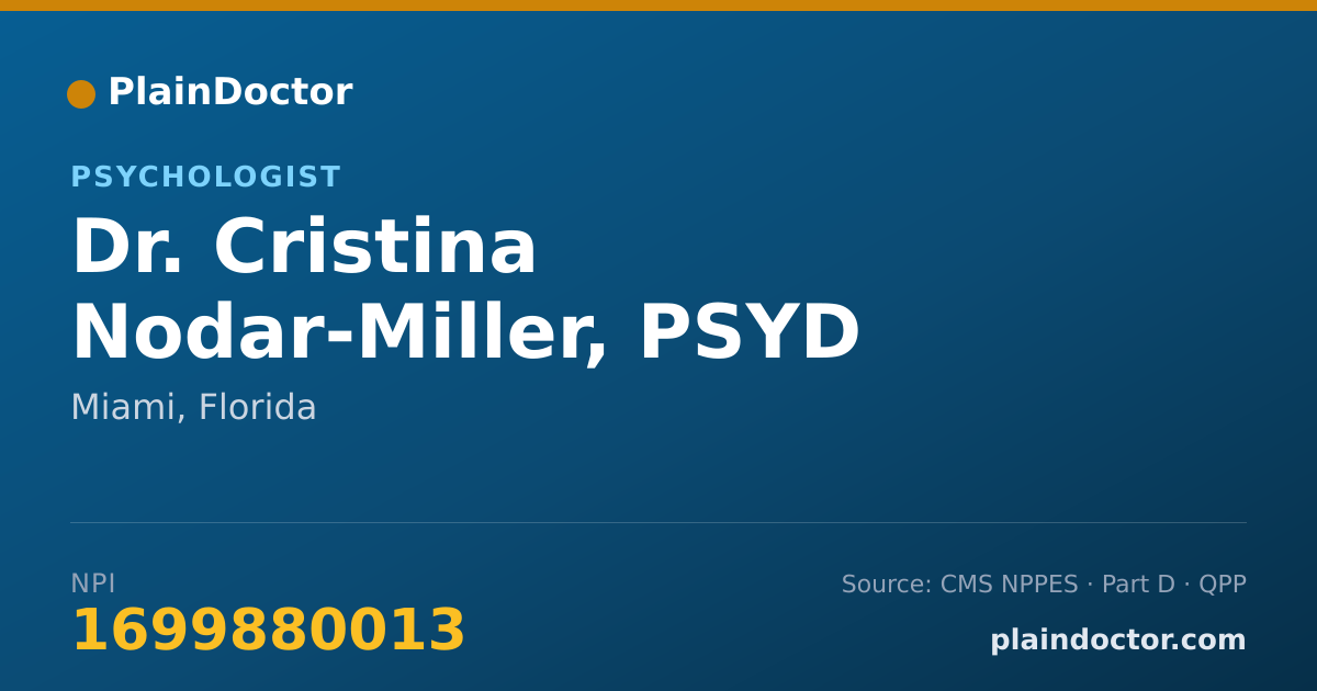 Shareable card for Cristina Nodar-Miller, PSYD - Psychologist, Miami, FL