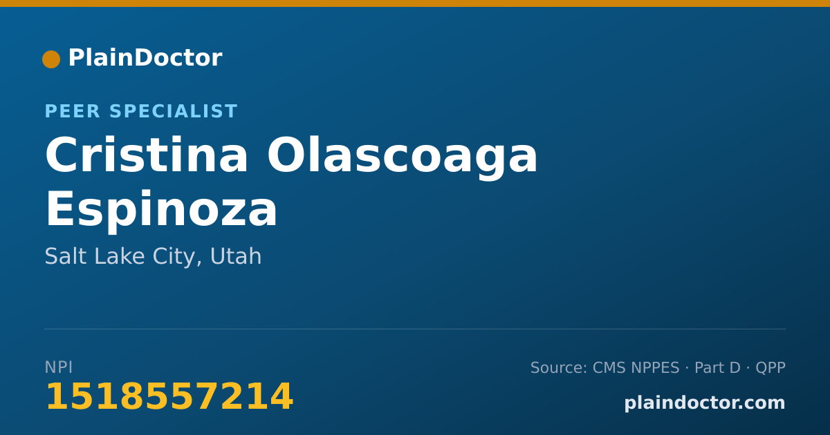 Shareable card for Cristina Olascoaga Espinoza - Peer Specialist, Salt Lake City, UT