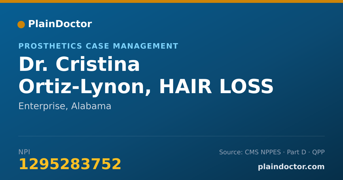 Shareable card for Cristina Ortiz-Lynon, HAIR LOSS SPECIALIST - Prosthetics Case Management, Enterprise, AL