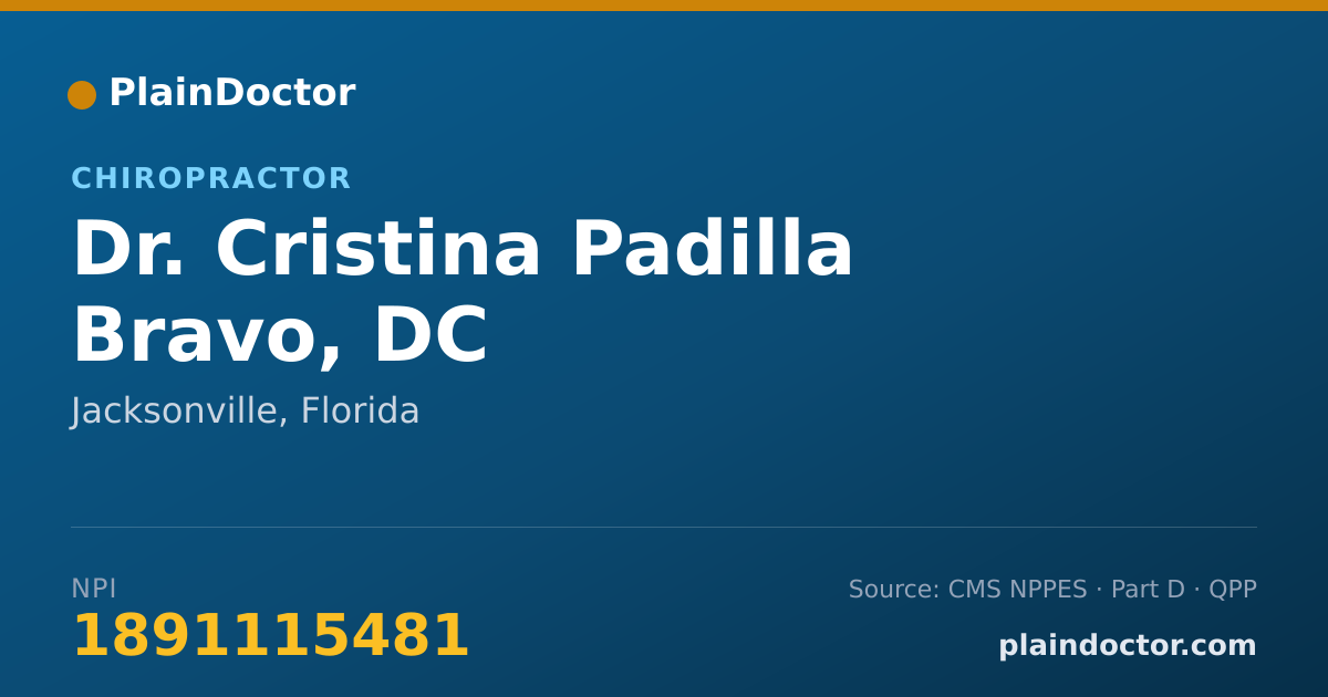 Shareable card for Cristina Padilla Bravo, DC - Chiropractor, Jacksonville, FL