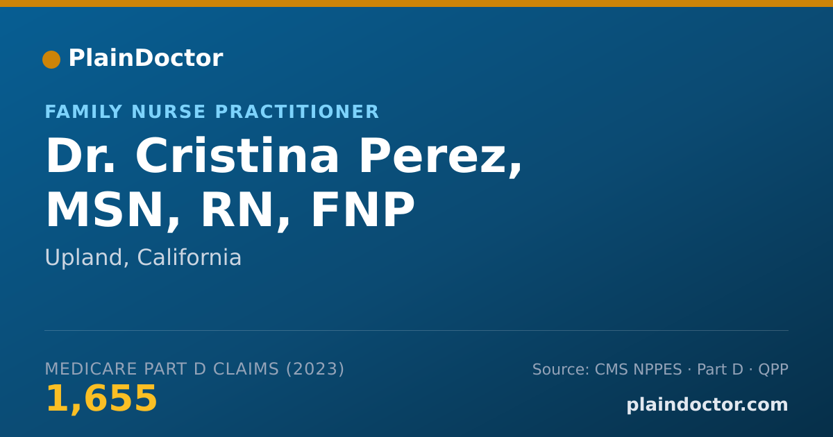 Shareable card for Cristina Perez, MSN, RN, FNP - Family Nurse Practitioner, Upland, CA