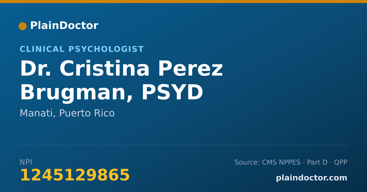 Shareable card for Cristina Perez Brugman, PSYD - Clinical Psychologist, Manati, PR