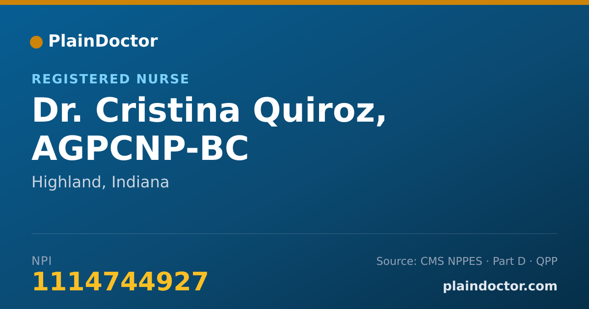 Shareable card for Cristina Quiroz, AGPCNP-BC - Registered Nurse, Highland, IN