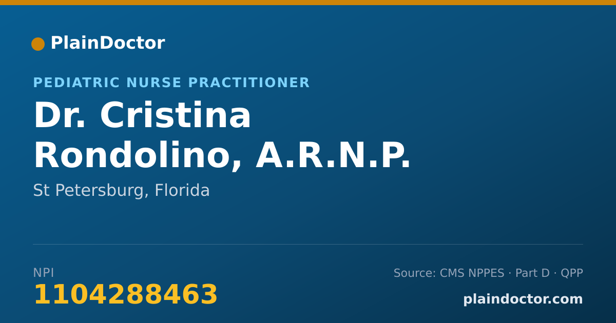 Shareable card for Cristina Rondolino, A.R.N.P. - Pediatric Nurse Practitioner, St Petersburg, FL