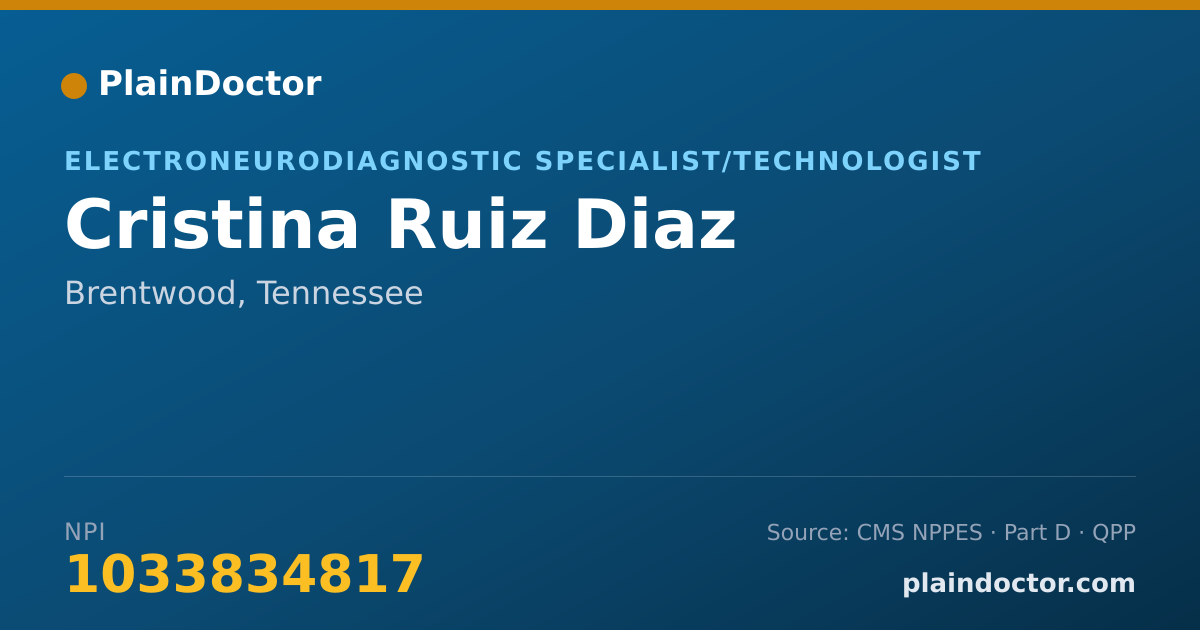 Shareable card for Cristina Ruiz Diaz - Electroneurodiagnostic Specialist/Technologist, Brentwood, TN
