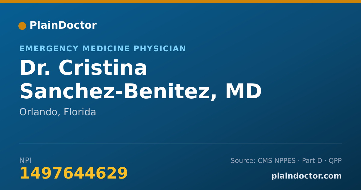 Shareable card for Cristina Sanchez-Benitez, MD - Emergency Medicine Physician, Orlando, FL