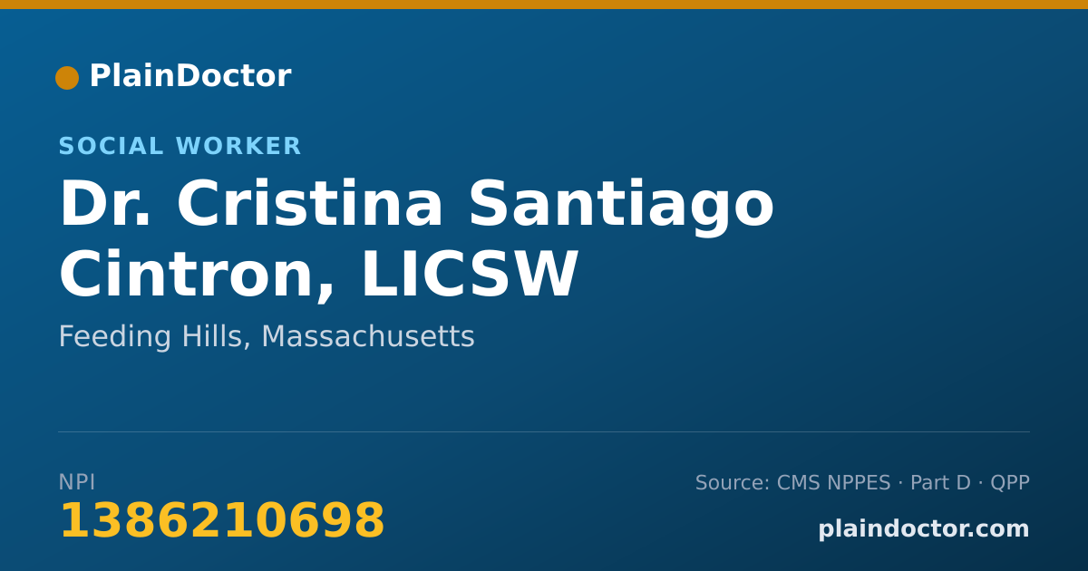 Shareable card for Cristina Santiago Cintron, LICSW - Social Worker, Feeding Hills, MA