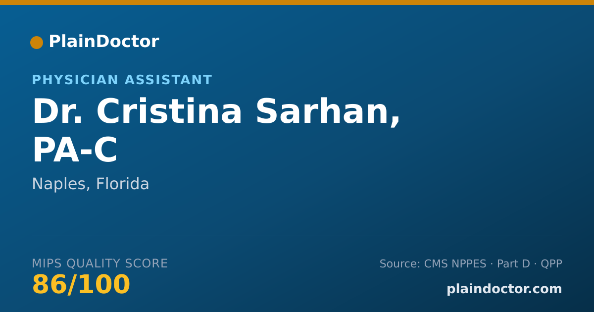 Shareable card for Cristina Sarhan, PA-C - Physician Assistant, Naples, FL