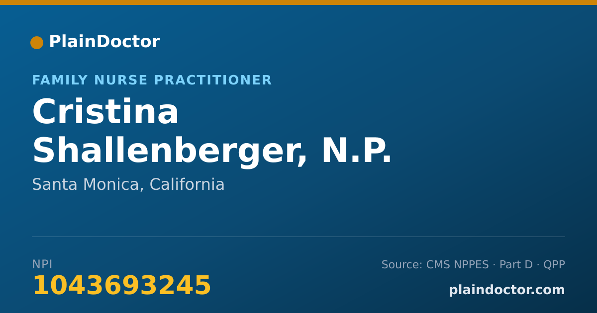 Shareable card for Cristina Shallenberger, N.P. - Family Nurse Practitioner, Santa Monica, CA
