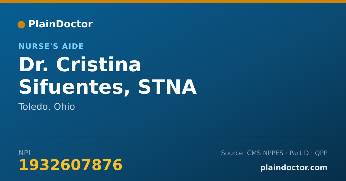 Shareable card for Cristina Sifuentes, STNA - Nurse's Aide, Toledo, OH