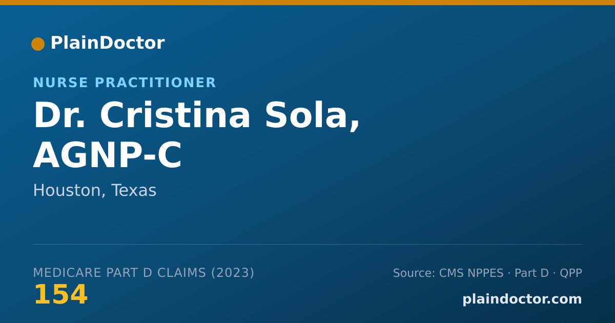 Shareable card for Cristina Sola, AGNP-C - Nurse Practitioner, Houston, TX