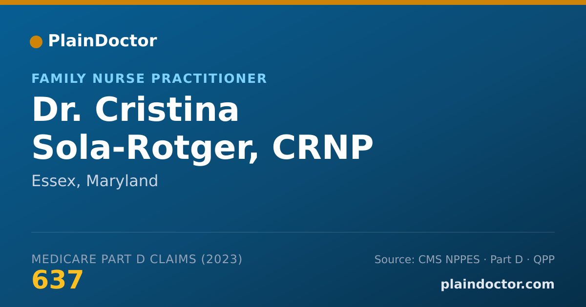 Shareable card for Cristina Sola-Rotger, CRNP - Family Nurse Practitioner, Essex, MD