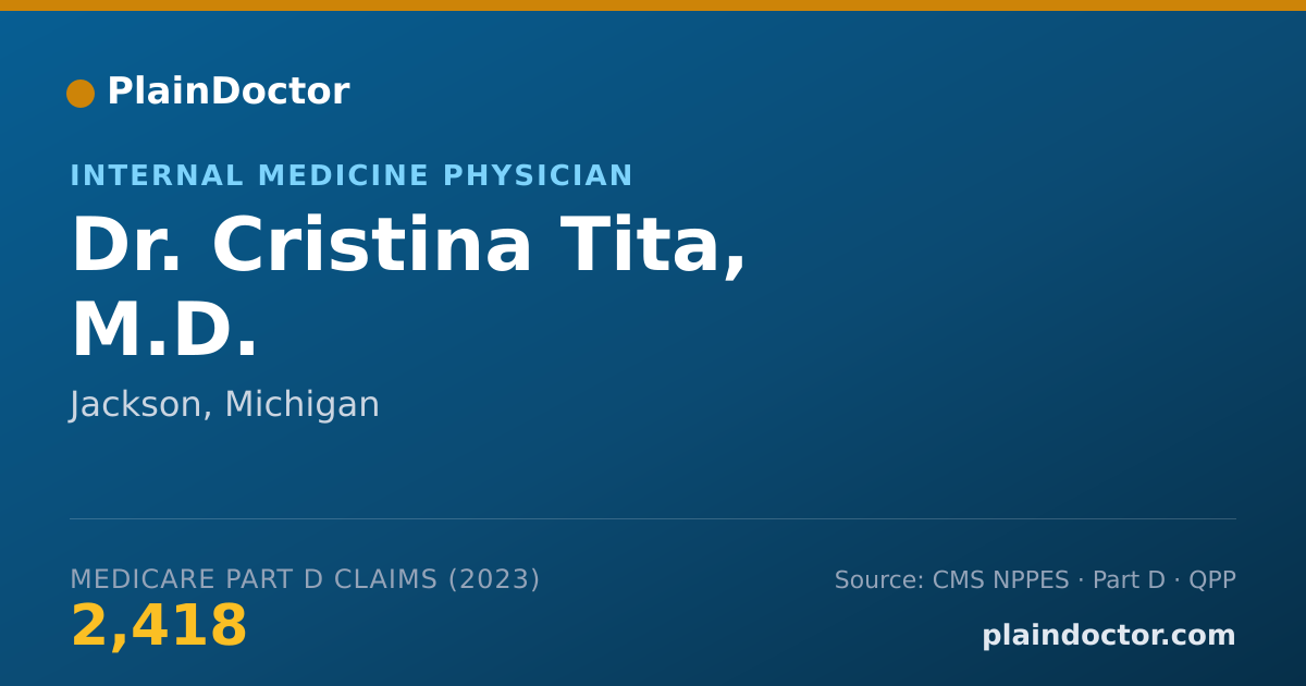 Shareable card for Cristina Tita, M.D. - Internal Medicine Physician, Jackson, MI