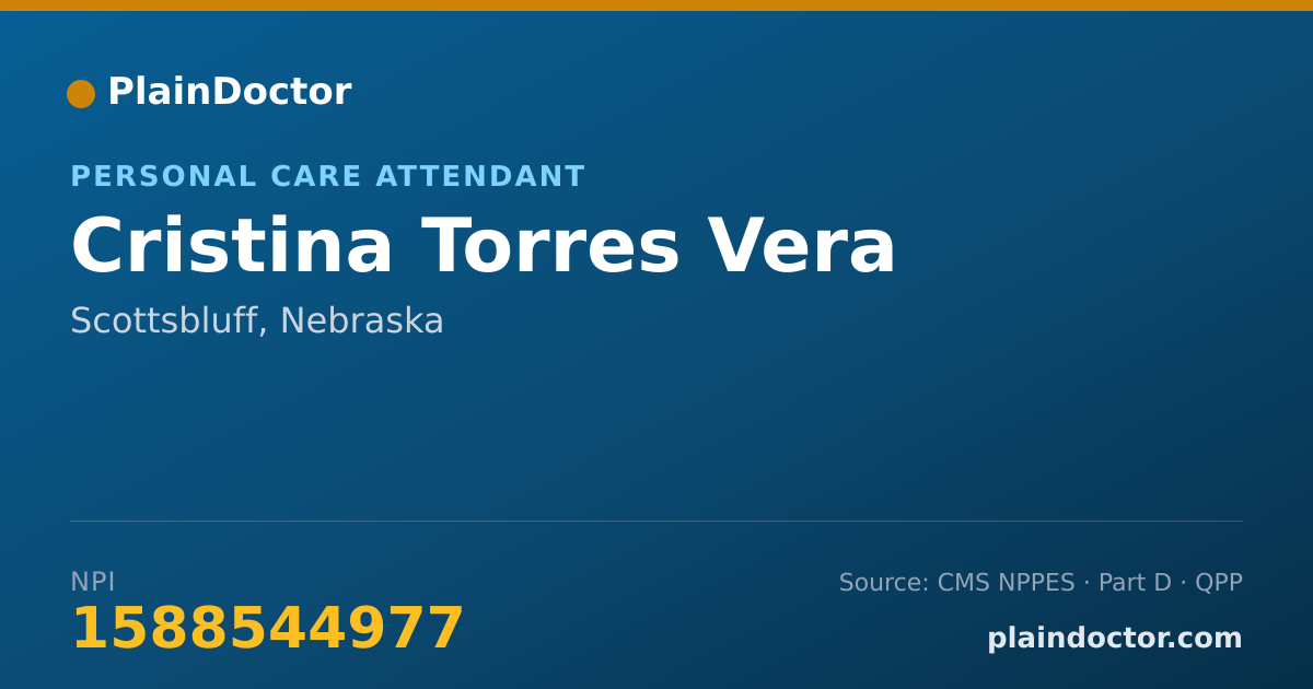 Shareable card for Cristina Torres Vera - Personal Care Attendant, Scottsbluff, NE
