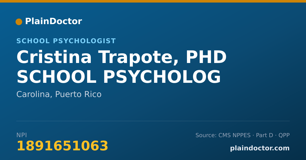 Shareable card for Cristina Trapote, PHD SCHOOL PSYCHOLOG - School Psychologist, Carolina, PR