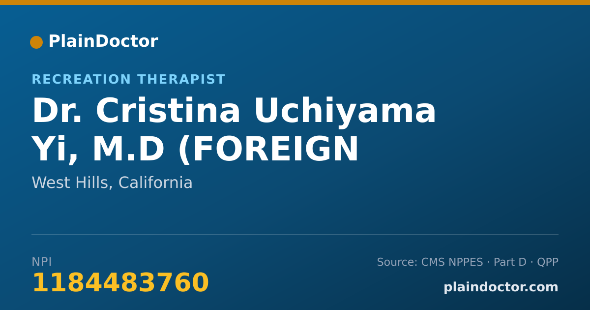 Shareable card for Cristina Uchiyama Yi, M.D (FOREIGN COUNTRY - Recreation Therapist, West Hills, CA