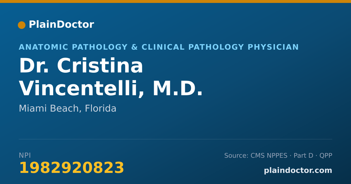 Shareable card for Cristina Vincentelli, M.D. - Anatomic Pathology & Clinical Pathology Physician, Miami Beach, FL