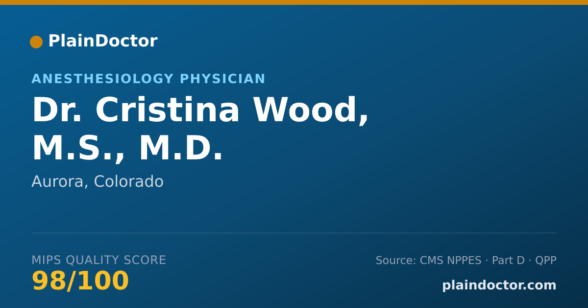 Shareable card for Cristina Wood, M.S., M.D. - Anesthesiology Physician, Aurora, CO