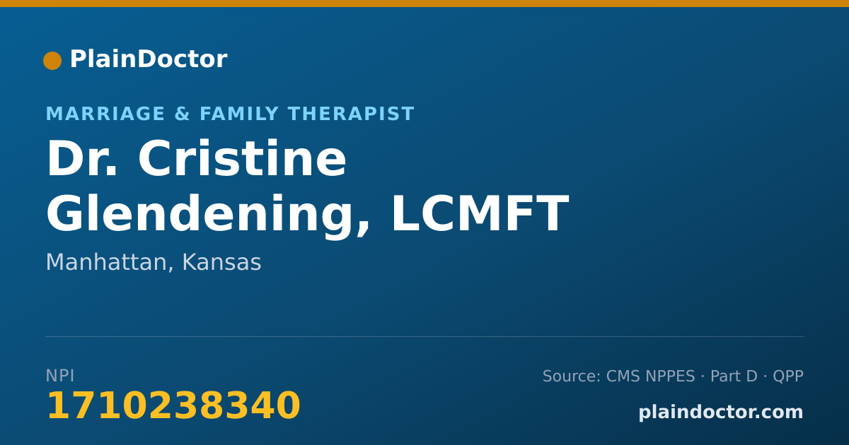Shareable card for Cristine Glendening, LCMFT - Marriage & Family Therapist, Manhattan, KS