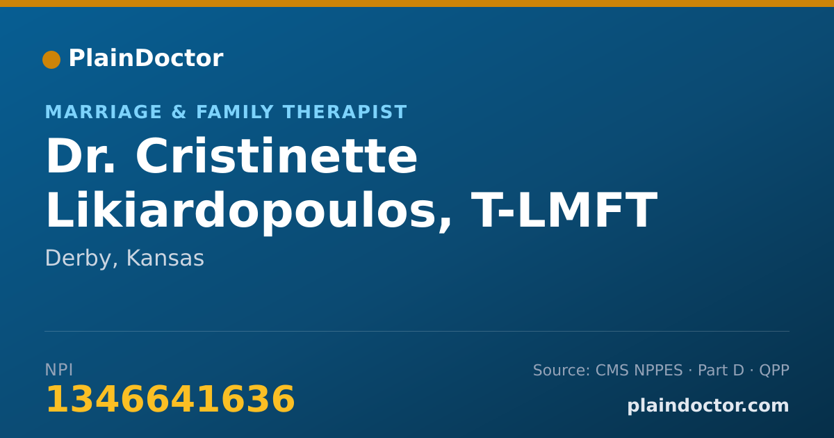 Shareable card for Cristinette Likiardopoulos, T-LMFT - Marriage & Family Therapist, Derby, KS