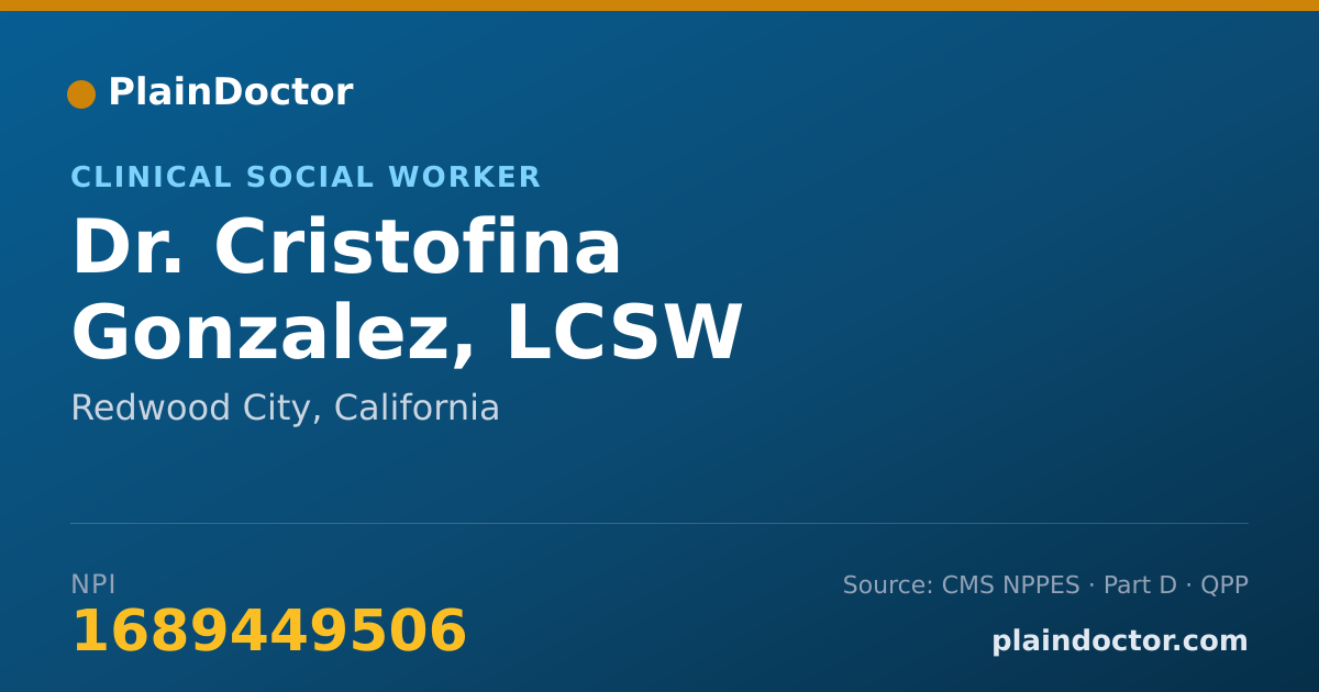 Shareable card for Cristofina Gonzalez, LCSW - Clinical Social Worker, Redwood City, CA