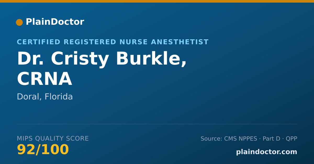 Shareable card for Cristy Burkle, CRNA - Certified Registered Nurse Anesthetist, Doral, FL