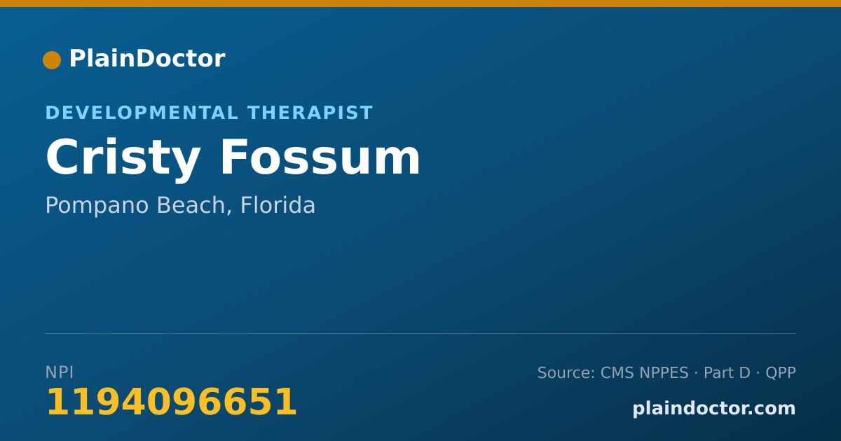 Shareable card for Cristy Fossum - Developmental Therapist, Pompano Beach, FL