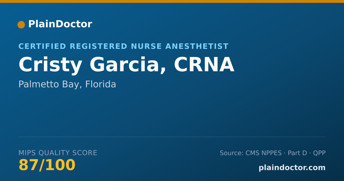 Shareable card for Cristy Garcia, CRNA - Certified Registered Nurse Anesthetist, Palmetto Bay, FL