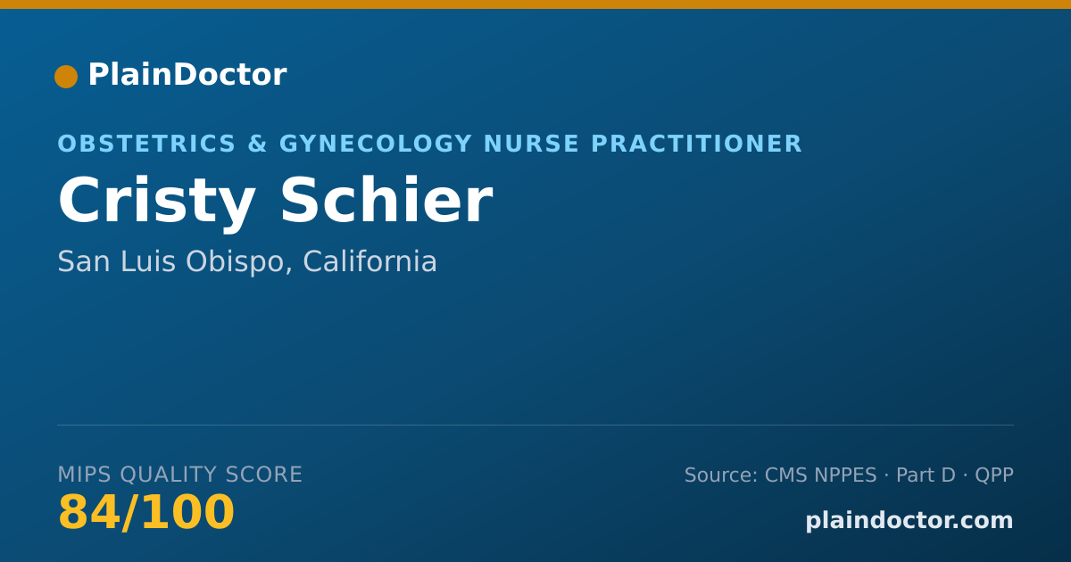 Shareable card for Cristy Schier - Obstetrics & Gynecology Nurse Practitioner, San Luis Obispo, CA