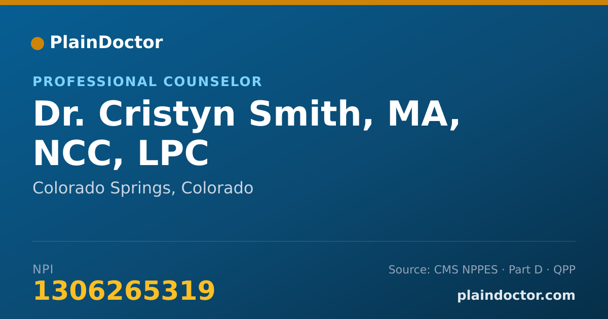 Shareable card for Cristyn Smith, MA, NCC, LPC - Professional Counselor, Colorado Springs, CO
