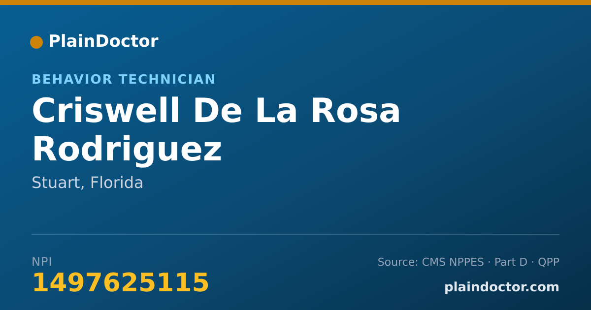 Shareable card for Criswell De La Rosa Rodriguez - Behavior Technician, Stuart, FL
