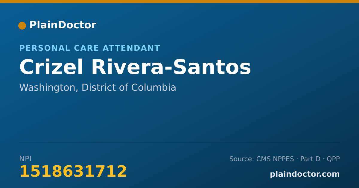 Shareable card for Crizel Rivera-Santos - Personal Care Attendant, Washington, DC
