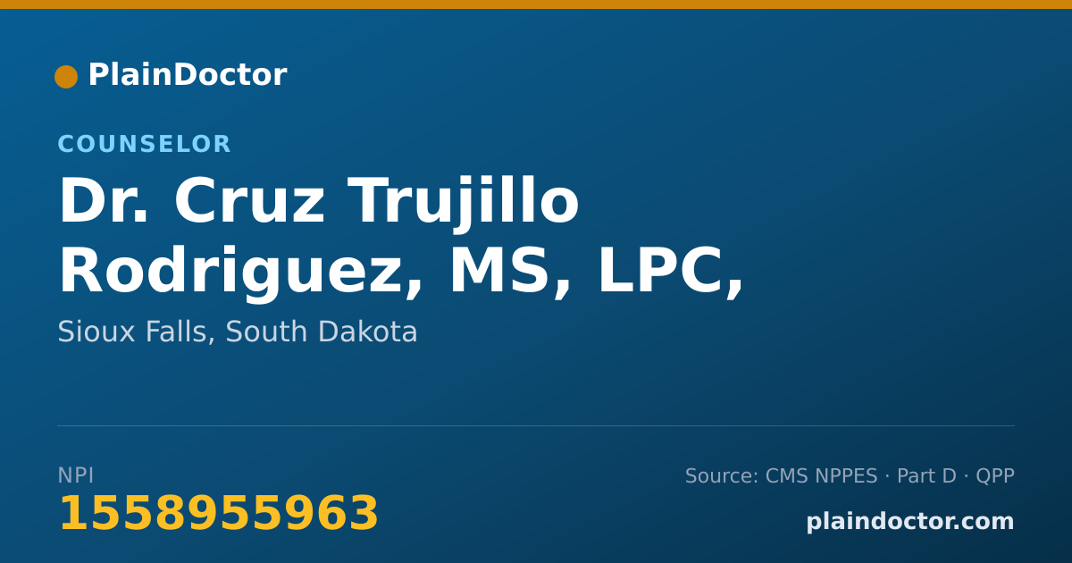 Shareable card for Cruz Trujillo Rodriguez, MS, LPC, NCC - Counselor, Sioux Falls, SD